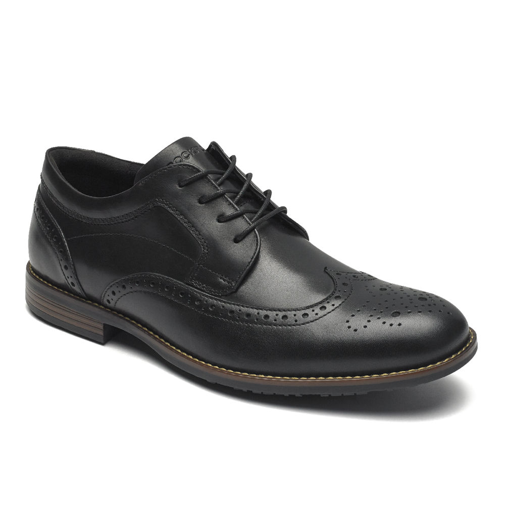 Rockport Mens Lace Up Black - Dustyn Wingtip - UK 012-IDJBPA